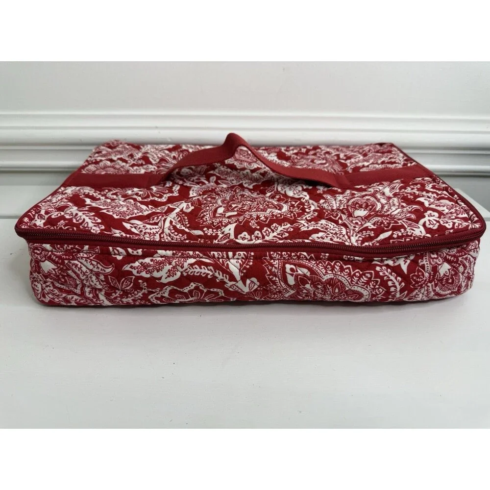 Vera Bradley Red White Quilted Travel Cosmetic Organizer Case Floral Bag